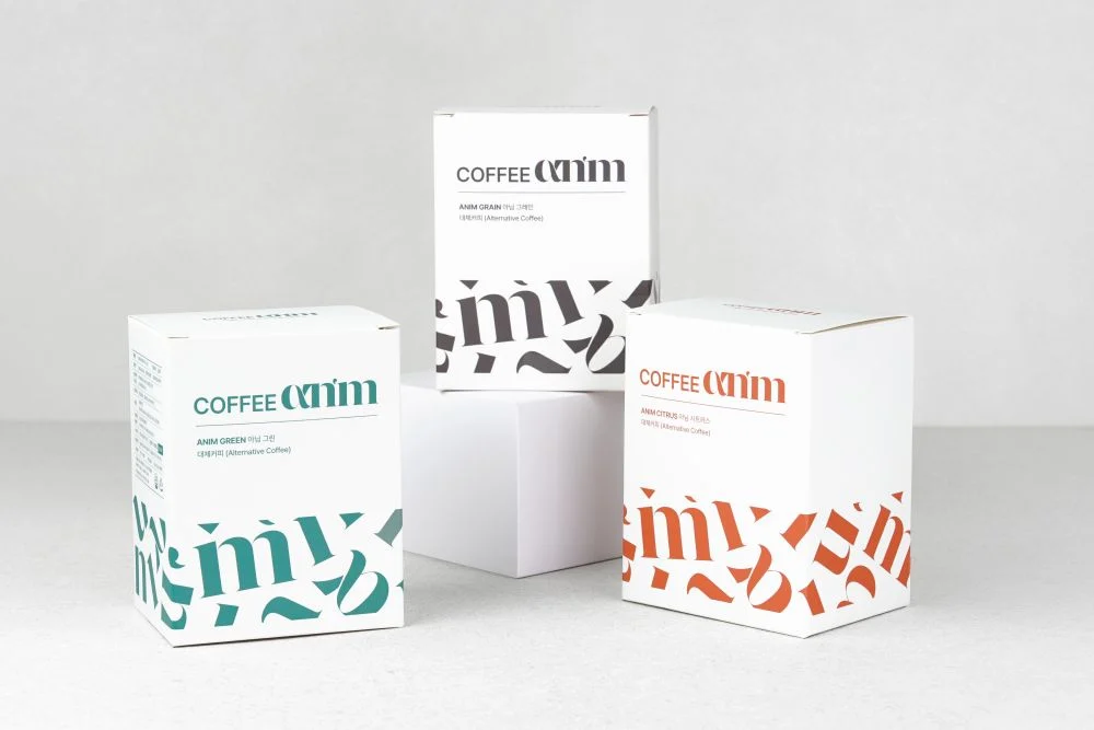 ANIM GRAIN, GREEN, CITRUS 단상자 3종 연출 이미지
